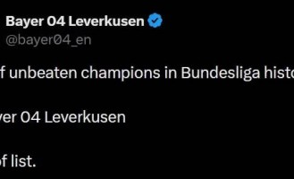 勒沃库森开心庆祝拜仁输球 药厂仍是德甲唯一不败冠军